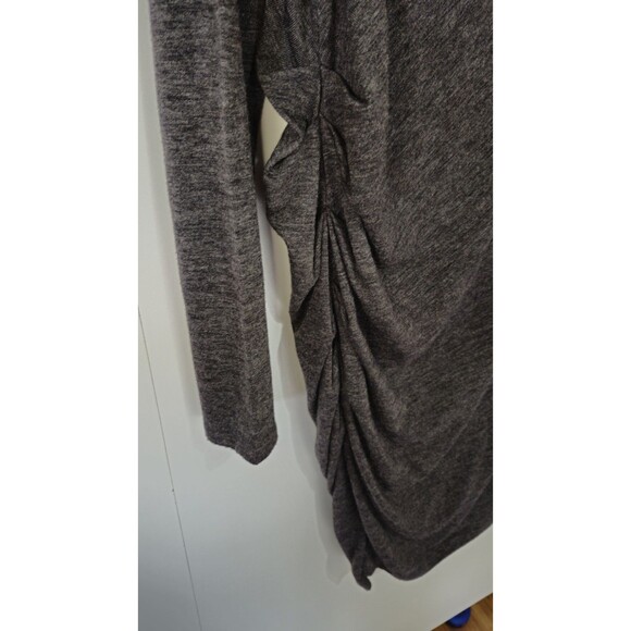 Banana Republic Bodycon Dress Womens Med Charcoal Gray Ruched Long Sleeve Knit - Picture 6 of 12
